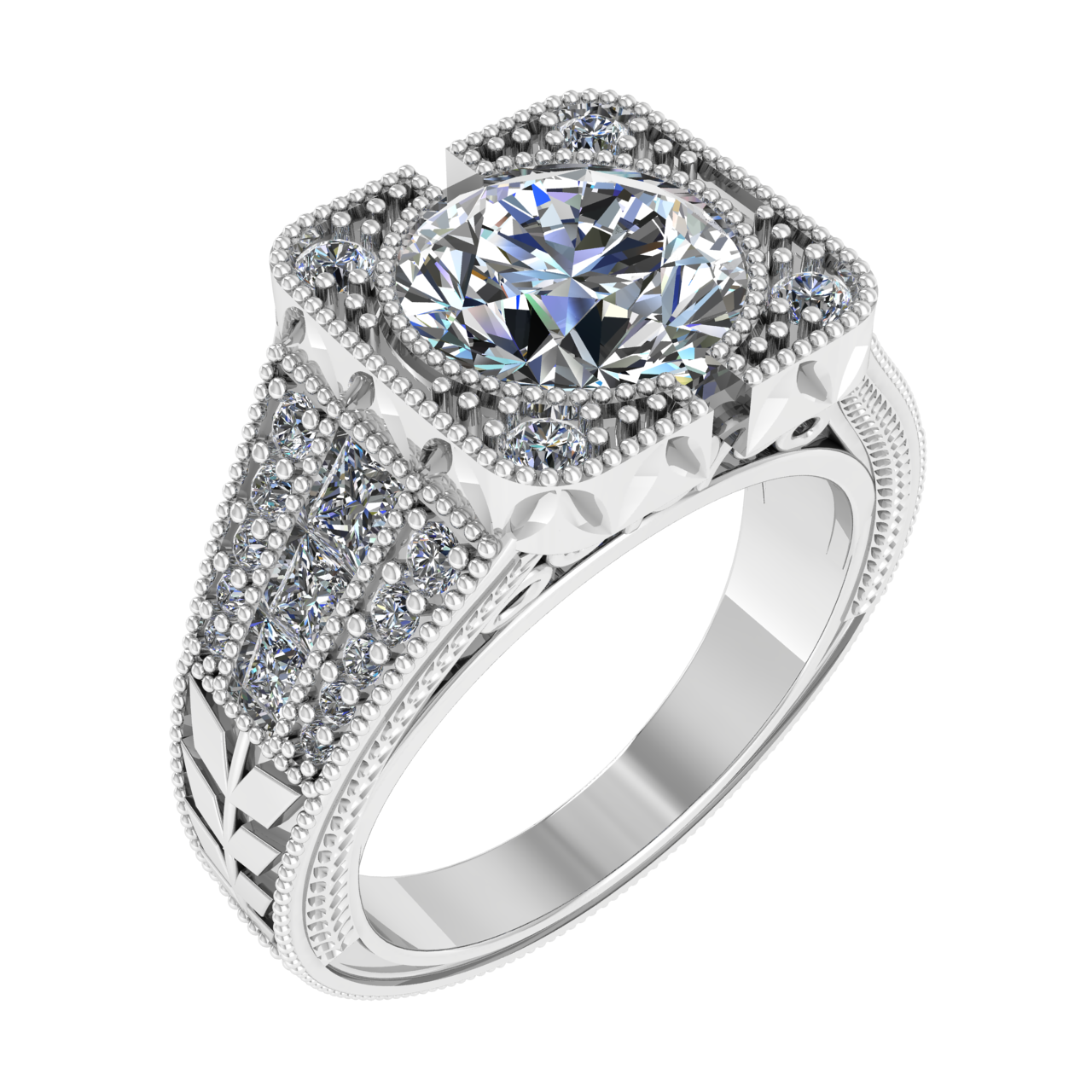 DESIGNER 9.00mm ROUND ENGAGEMENT RING